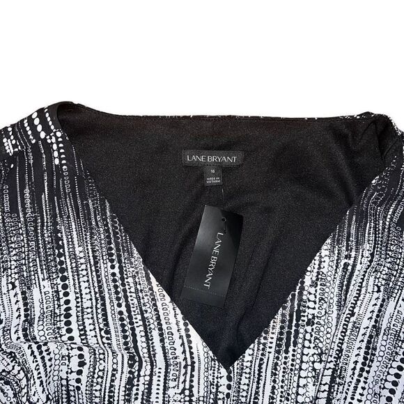 NWT LANE BRYANT Black & White Tie Waist Maxi Dress Size 16 - Picture 4 of 9